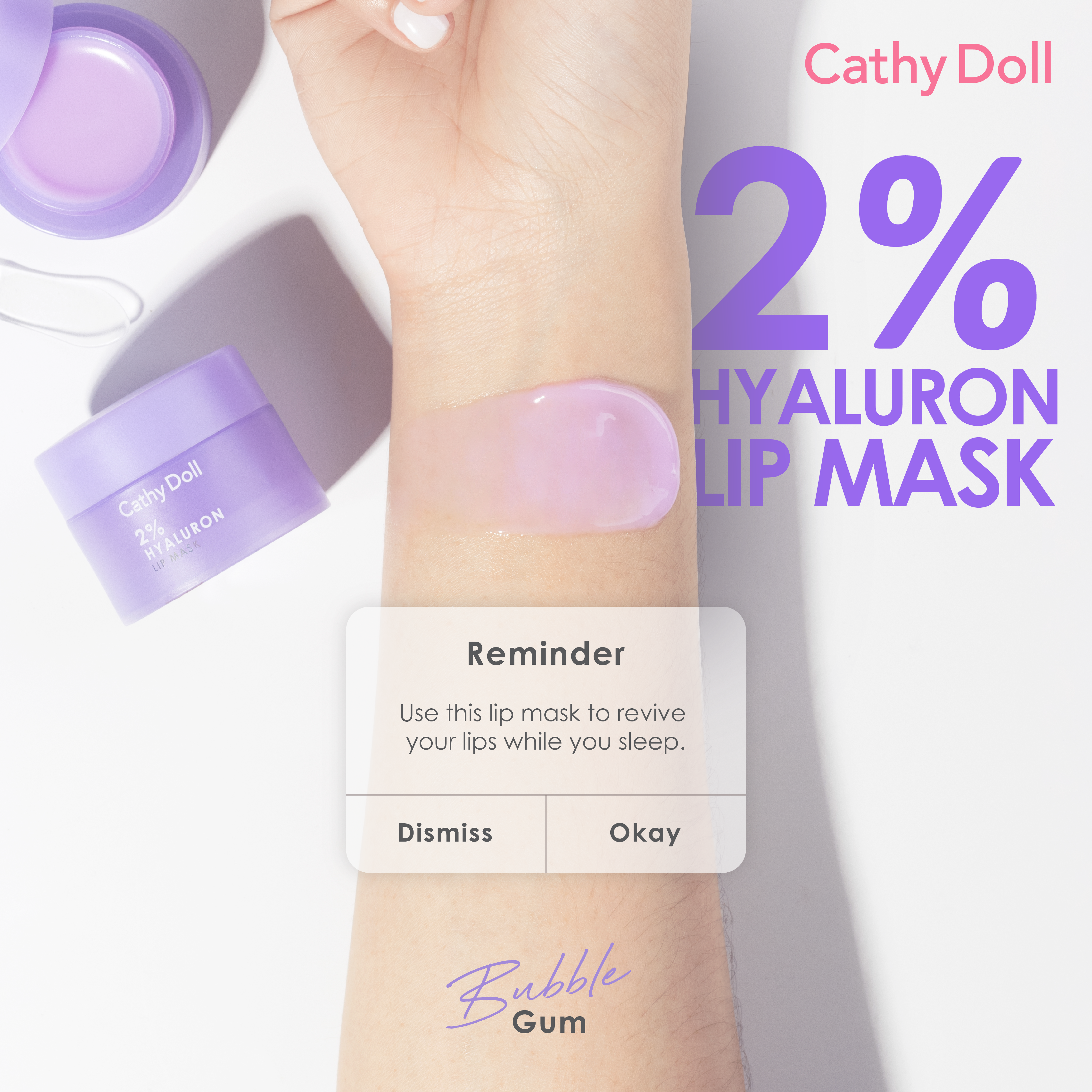 CATHY DOLL BUBBLE GUM 2% HYALURON LIP MASK - 10G