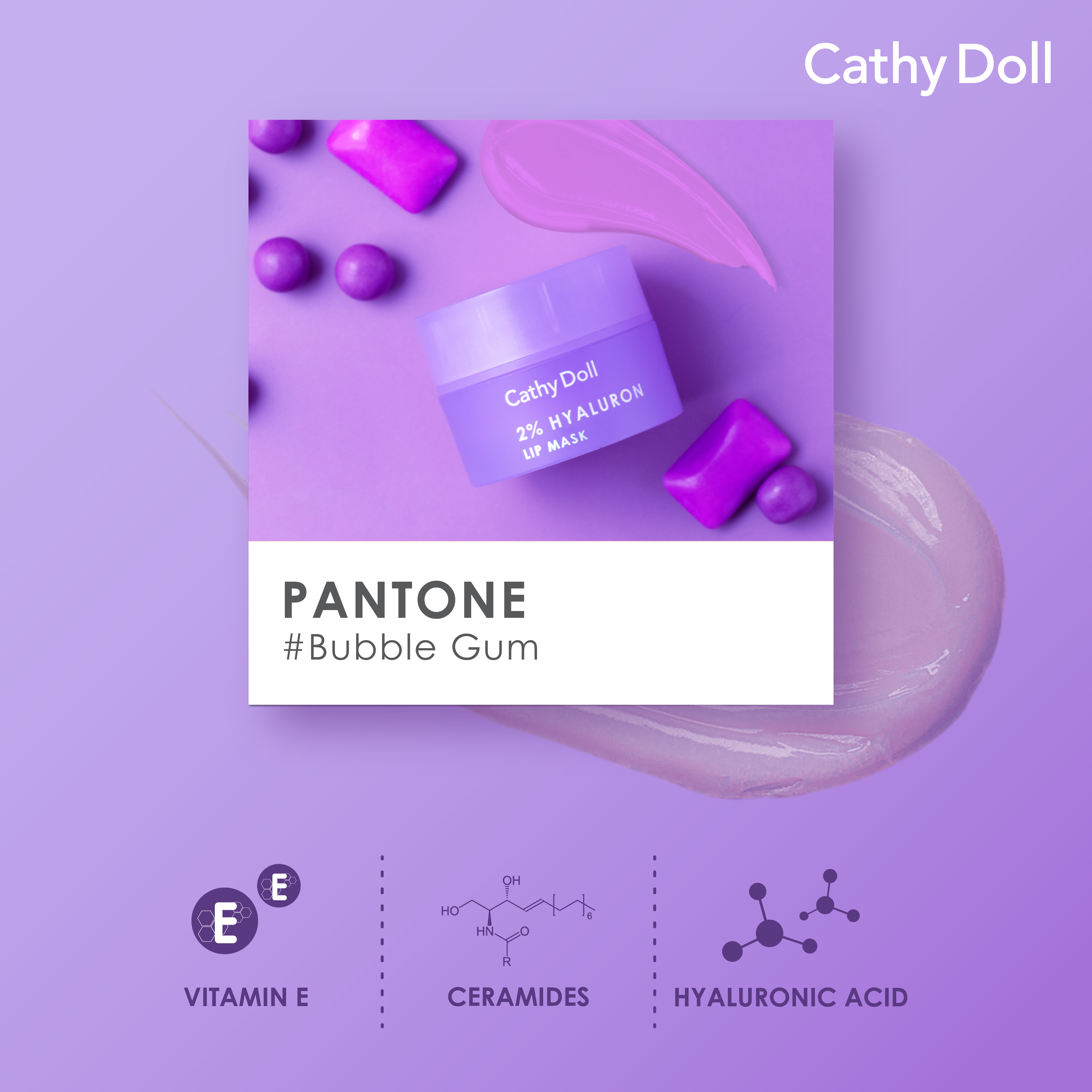 CATHY DOLL BUBBLE GUM 2% HYALURON LIP MASK - 10G