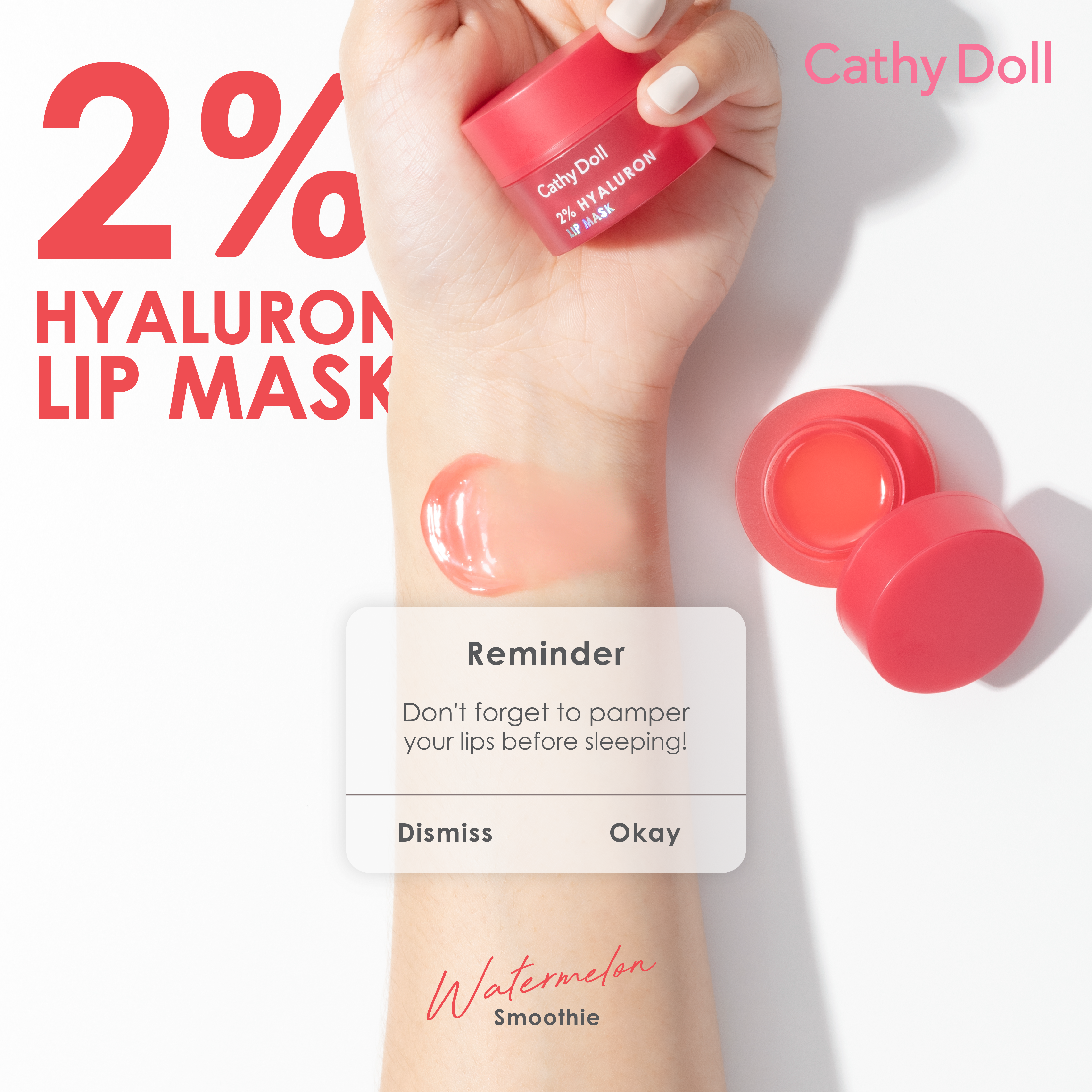 CATHY DOLL 2% HYALURON LIP MASK WATERMELON - 4.5G