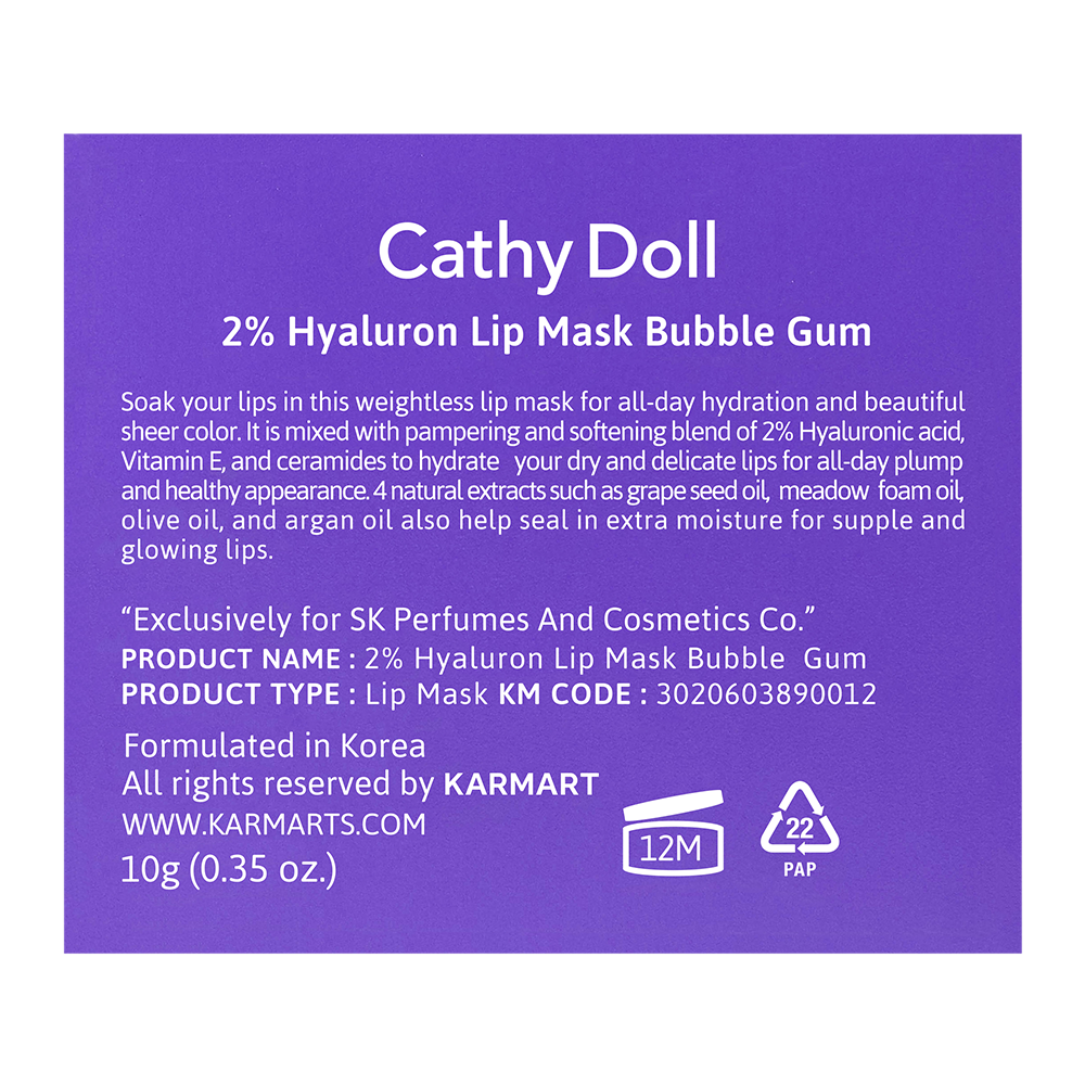 CATHY DOLL BUBBLE GUM 2% HYALURON LIP MASK - 10G