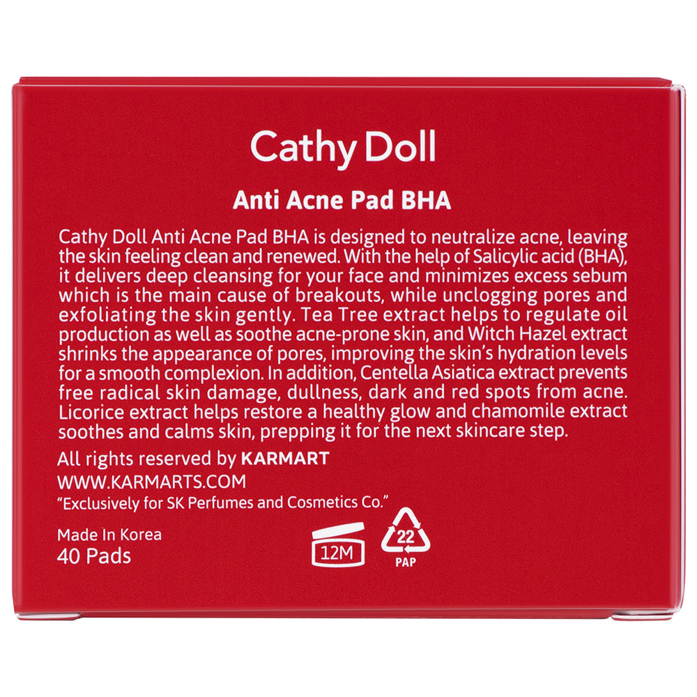 Cathy Doll Anti Acne Pad BHA - 40 Pads