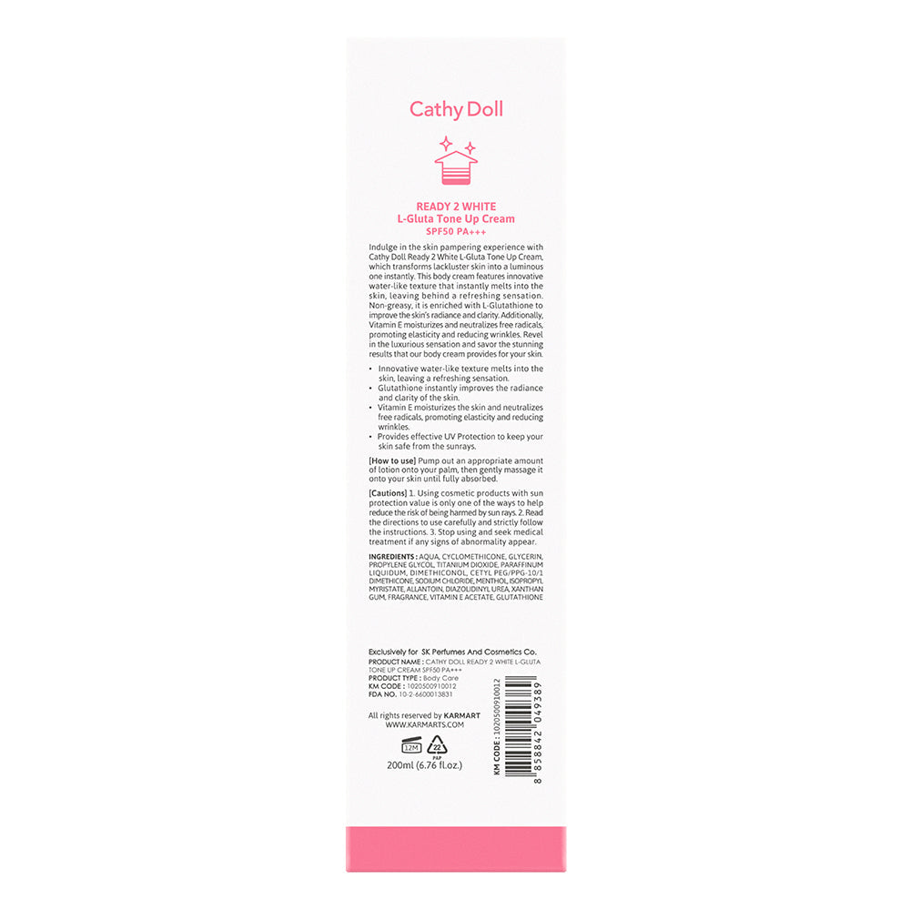 CATHY DOLL READY 2 WHITE L-GLUTA TONE UP CREAM SPF50 PA+++ - 200ml
