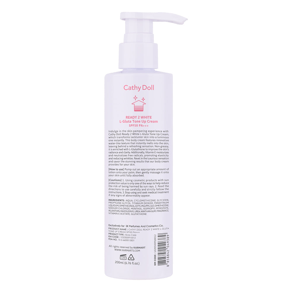 CATHY DOLL READY 2 WHITE L-GLUTA TONE UP CREAM SPF50 PA+++ - 200ml